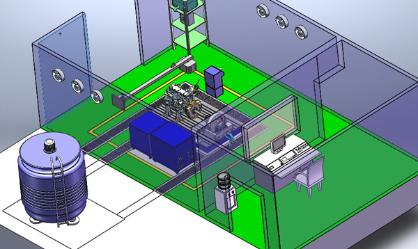 YTW-3內(nèi)燃機臺架試驗設(shè)備實驗室安裝示意結(jié)構(gòu)圖